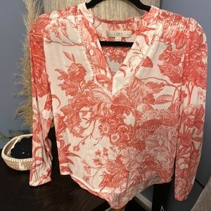 Loft long sleeve dress blouse with flower design